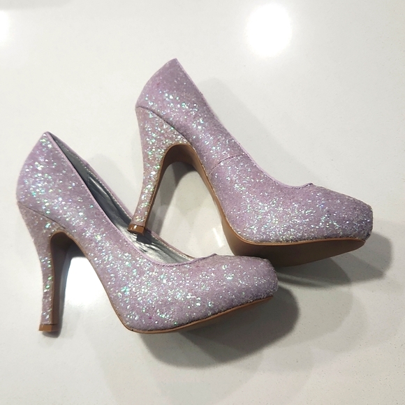 Bright lilac high heels with glitter - Picture 4 of 5